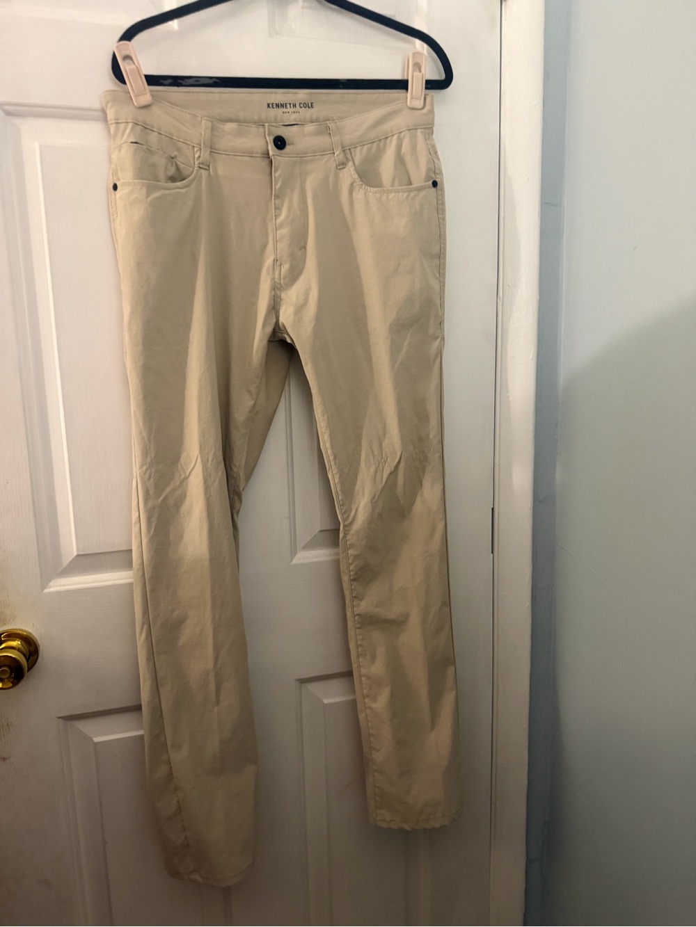 Kenneth Cole New York Men’s Slim Stretch 5-Pocket Pants Tan 33x30